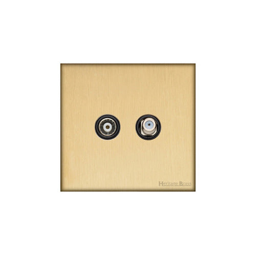 Windsor Range Satin Brass Switches & Sockets, WN44 - TV/Satellite Socket by Heritage Brass By M-Marcus