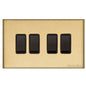 Windsor Range Satin Brass Switches & Sockets, WN44 - 4 Gang Rocker Switch by Heritage Brass By M-Marcus