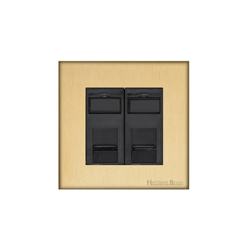 Windsor Range Satin Brass Switches & Sockets, WN44 - 2 Gang CAT6 by Heritage Brass By M-Marcus