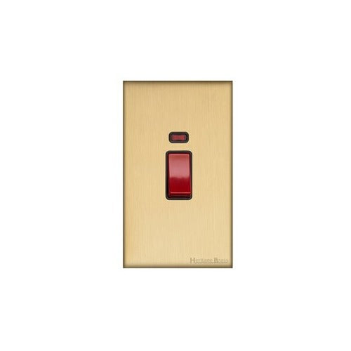 Windsor Range Matt Brass Switches & Sockets, WN40 - 45A DP Cooker Switch with Neon (tall plate) by Heritage Brass By M-Marcus
