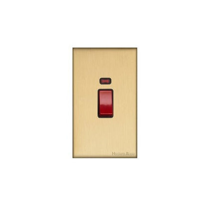 Windsor Range Matt Brass Switches & Sockets, WN40 - 45A DP Cooker Switch with Neon (tall plate) by Heritage Brass By M-Marcus