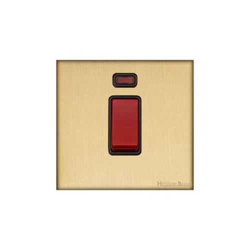 Windsor Range Satin Brass Switches & Sockets, WN44 - 45A DP Cooker Switch with Neon (single plate) by Heritage Brass By M-Marcus