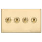 Windsor Range Satin Brass Switches & Sockets, WN44 - 4 Gang Toggle Switch by Heritage Brass By M-Marcus