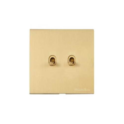 Windsor Range Satin Brass Switches & Sockets, WN44 - 2 Gang Stockholm Toggle by Heritage Brass By M-Marcus