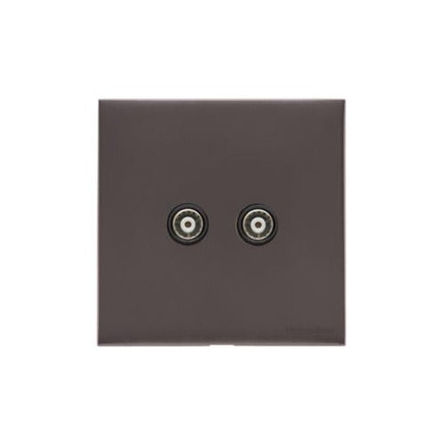 Windsor Range Satin Nickel Switches & Sockets, WN5 - 2 Gang TV Coaxial Socket by Heritage Brass By M-Marcus