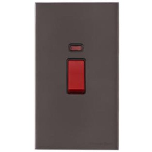 Windsor Range Matt Bronze Switches & Sockets, WN9 - 45A DP Cooker Switch with Neon (tall plate) by Heritage Brass By M-Marcus