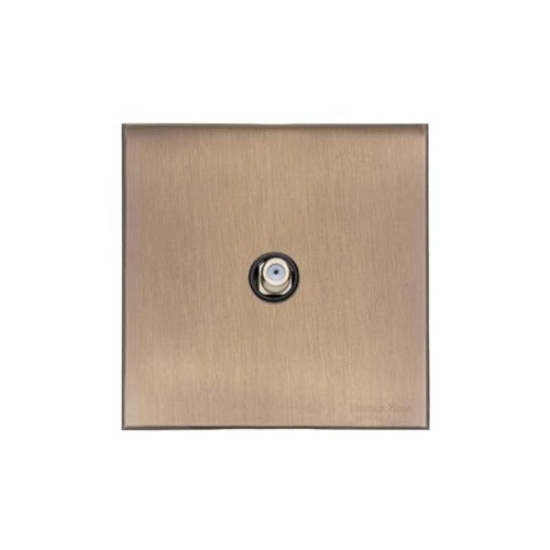 Windsor Range Antique Brass Switches & Sockets, WN91 - 1 Gang Satellite Socket by Heritage Brass By M-Marcus