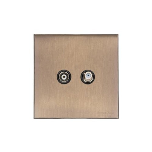 Windsor Range Antique Brass Switches & Sockets, WN91 - TV/Satellite Socket by Heritage Brass By M-Marcus