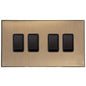 Windsor Range Antique Brass Switches & Sockets, WN91 - 4 Gang Rocker Switch by Heritage Brass By M-Marcus