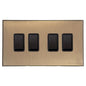 Windsor Range Matt Antique Brass Switches & Sockets, WN92 - 4 Gang Rocker Switch by Heritage Brass By M-Marcus
