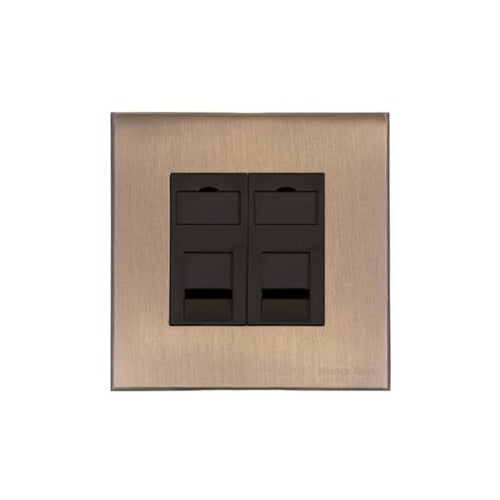 Windsor Range Antique Brass Switches & Sockets, WN91 - 2 Gang Master Line Socket by Heritage Brass By M-Marcus