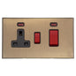 Windsor Range Matt Antique Brass Switches & Sockets, WN92 - 45A Cooker Unit + 13A Socket by Heritage Brass By M-Marcus