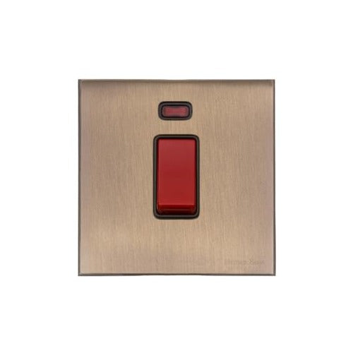 Windsor Range Matt Antique Brass Switches & Sockets, WN92 - 45A DP Cooker Switch with Neon (single plate) by Heritage Brass By M-Marcus