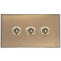 Windsor Range Matt Antique Brass Switches & Sockets, WN92 - 3 Gang Toggle Switch by Heritage Brass By M-Marcus