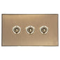 Windsor Range Antique Brass Switches & Sockets, WN91 - 3 Gang Toggle Switch by Heritage Brass By M-Marcus