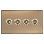 Windsor Range Antique Brass Switches & Sockets, WN91 - 4 Gang Toggle Switch by Heritage Brass By M-Marcus