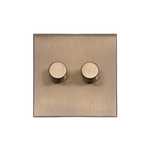 Windsor Range Antique Brass Switches & Sockets, WN91 - 2 Gang Dimmer 250 watts (Compatible with halogen/ incandescent bulbs) by Heritage Brass By M-Marcus