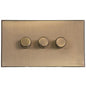 Windsor Range Matt Antique Brass Switches & Sockets, WN92 - 3 Gang Dimmer 250 watts (Compatible with halogen/ incandescent bulbs) by Heritage Brass By M-Marcus