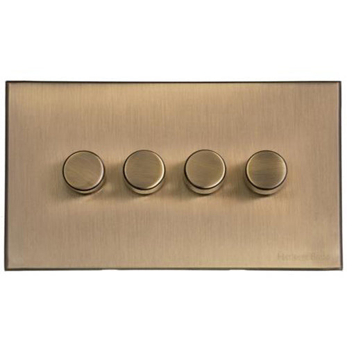 Windsor Range Matt Antique Brass Switches & Sockets, WN92 - 4 Gang Dimmer 250 watts (Compatible with halogen/ incandescent bulbs) by Heritage Brass By M-Marcus