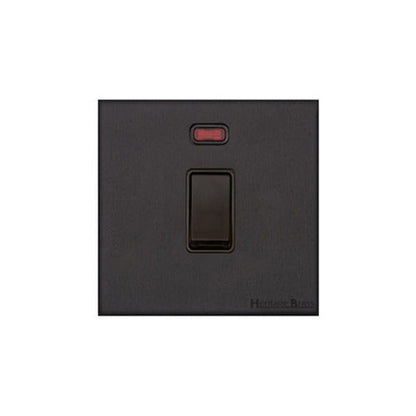 Windsor Range Jet Black (Project Finish) 20A Double Pole Switch with Neon