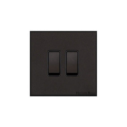 Windsor Range Jet Black (Project Finish) 2 Gang 2-Way Rocker Switch