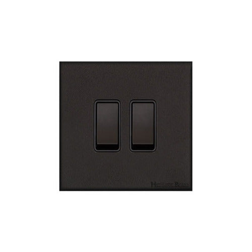 Windsor Range Matt Black Switches & Sockets, WBK - 2 Gang Rocker Switch by Heritage Brass By M-Marcus
