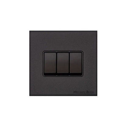 Windsor Range Jet Black (Project Finish) 3 Gang 2-Way Rocker Switch