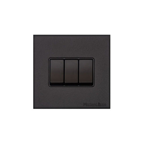 Windsor Range Jet Black (Project Finish) 3 Gang 2-Way Rocker Switch
