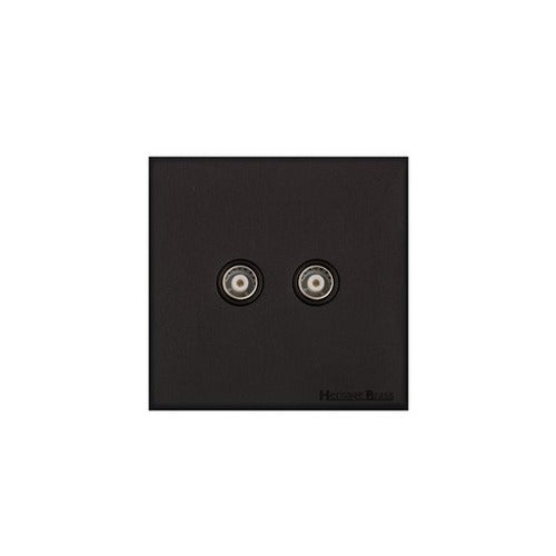 Windsor Range Jet Black (Project Finish) 2 Gang TV Coaxial Socket