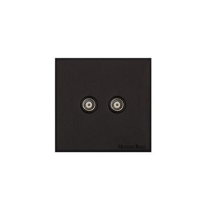 Windsor Range Jet Black (Project Finish) 2 Gang TV Coaxial Socket