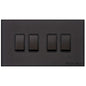 Windsor Range Matt Black Switches & Sockets, WBK - 4 Gang Rocker Switch by Heritage Brass By M-Marcus