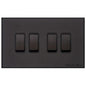 Windsor Range Jet Black (Project Finish) 4 Gang 2-Way Rocker Switch
