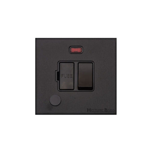 Windsor Range Jet Black (Project Finish) Switched Spur with Neon + Cord (13 Amp)