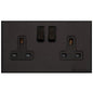 Windsor Range Matt Black Switches & Sockets, WBK - Double Socket (13 Amp) by Heritage Brass By M-Marcus