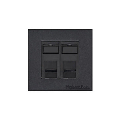 Windsor Range Matt Black Switches & Sockets, WBK - 2 Gang Secondary Line Socket by Heritage Brass By M-Marcus