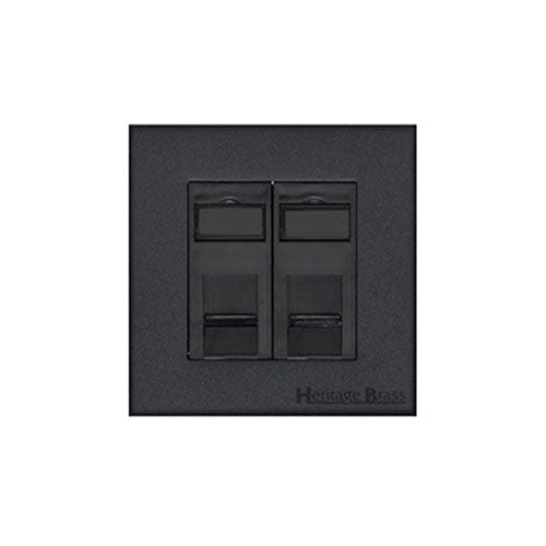 Windsor Range Matt Black Switches & Sockets, WBK - 2 Gang CAT6 by Heritage Brass By M-Marcus