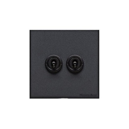 Windsor Range Jet Black (Project Finish) 2 Gang 2-Way Classic Toggle Switch