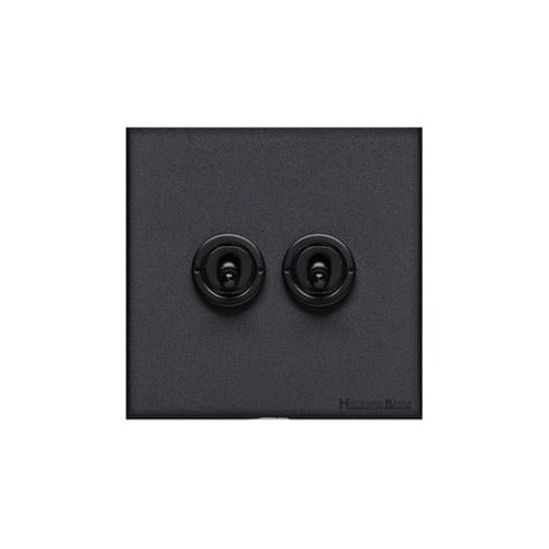 Windsor Range Jet Black (Project Finish) 2 Gang 2-Way Classic Toggle Switch