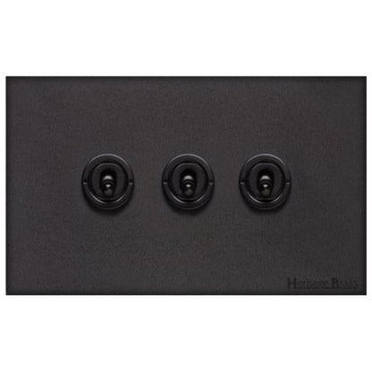 Windsor Range Jet Black (Project Finish) 3 Gang 2-Way Classic Toggle Switch