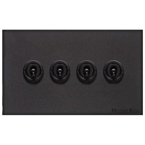 Windsor Range Jet Black (Project Finish) 4 Gang 2-Way Classic Toggle Switch