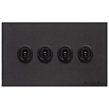 Windsor Range Jet Black (Project Finish) 4 Gang 2-Way Classic Toggle Switch