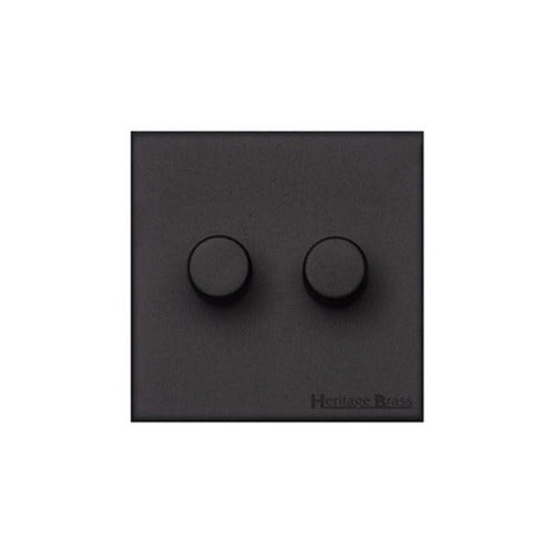 Windsor Range Matt Black Switches & Sockets, WBK - 2G Multi Location Primary Dimmer by Heritage Brass By M-Marcus