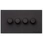 Windsor Range Matt Black Switches & Sockets, WBK - 4 Gang Dimmer 250 watts (Compatible with halogen/ incandescent bulbs) by Heritage Brass By M-Marcus