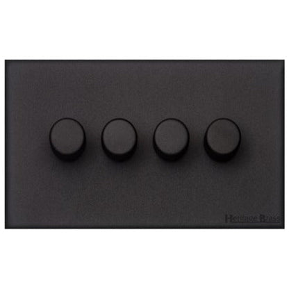 Windsor Range Jet Black (Project Finish) 4 Gang TED Dimmer (Compatible with LED Lamps)