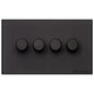 Windsor Range Jet Black (Project Finish) 4 Gang TED Dimmer (Compatible with LED Lamps)