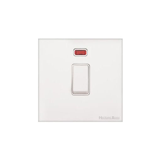 Windsor Range Matt White Switches & Sockets, WNW - 20A Double Pole Switch with Neon by Heritage Brass By M-Marcus
