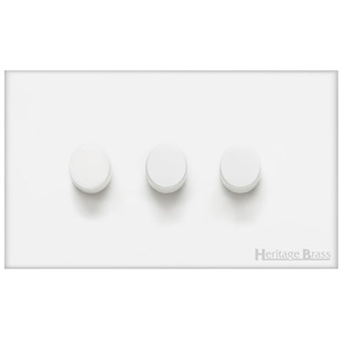Windsor Range Matt White Switches & Sockets, WNW - 3 Gang Dimmer 400 watts (Compatible with halogen/ incandescent bulbs) by Heritage Brass By M-Marcus