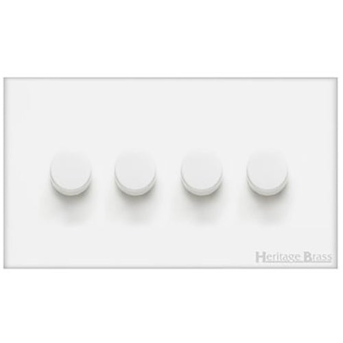 Windsor Range Matt White Switches & Sockets, WNW - 4 Gang Dimmer 250 watts (Compatible with halogen/ incandescent bulbs) by Heritage Brass By M-Marcus