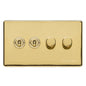 Vintage Range Polished Brass Switches & Sockets, X01 - 4G Mixed Toggle Dimmer Switch 2xToggle 2xTED by Heritage Brass By M-Marcus