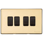 Vintage Range Polished Brass Switches & Sockets, X01 - 4 Gang Rocker Switch by Heritage Brass By M-Marcus